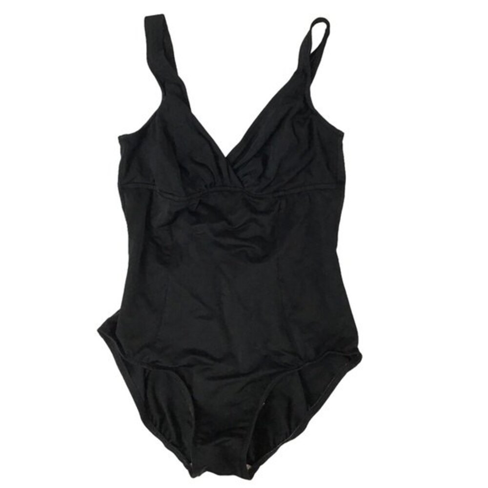 Land’s End Slender V-Neck One-Piece Black Bathing Suit Size Women’s Regular 10
